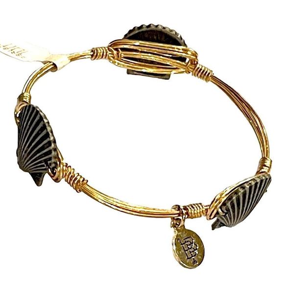 New High Quality Gold Sea Shell Hand Made Wire Wrapped Bangle Gify Bracelet - Picture 2 of 8